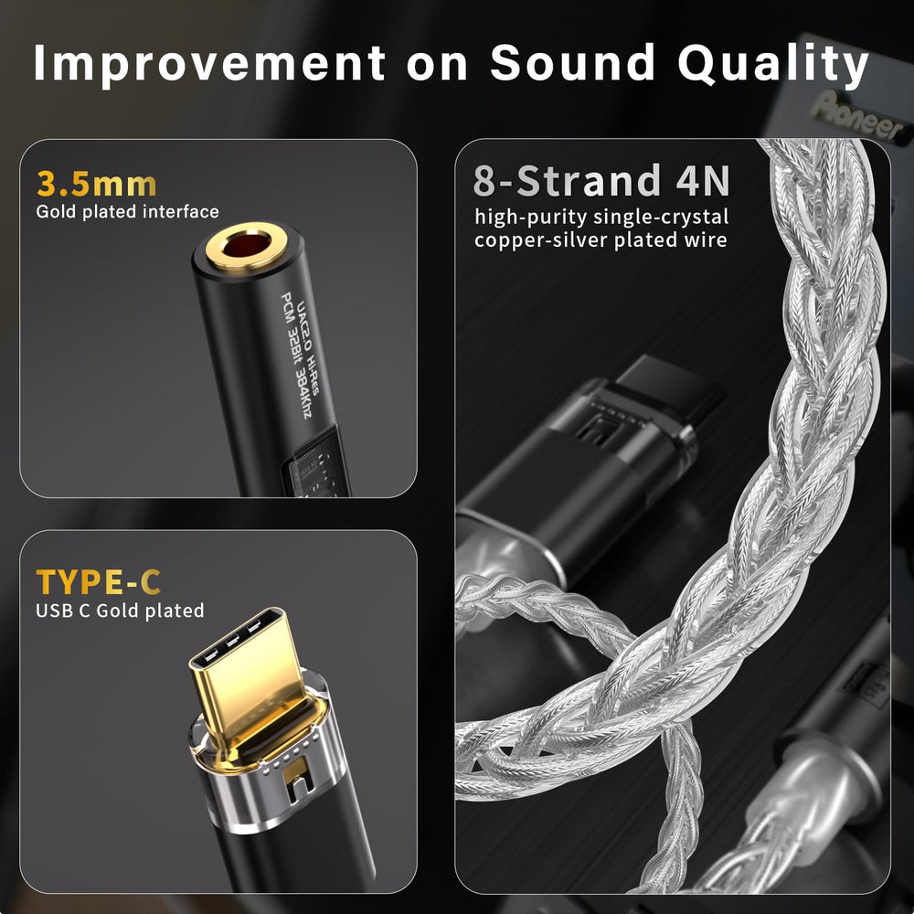 BZINK dongle connected to phone with headphones, offering improved audio quality