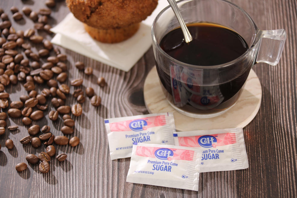 C&H dispenser placed on café counter demonstrating fast service and organization