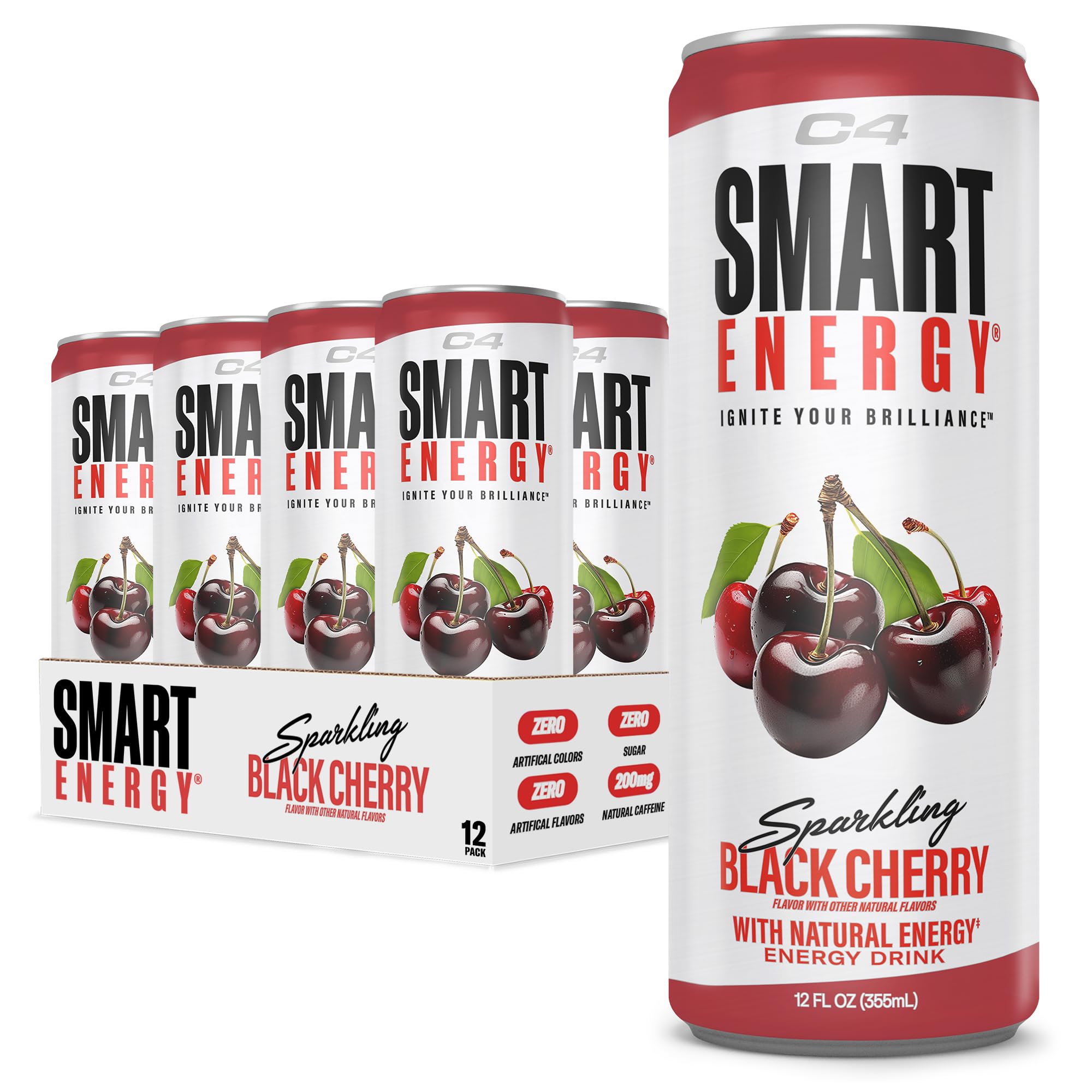C4 Black Cherry front packaging showing 12-pack, convenient stocking advantage