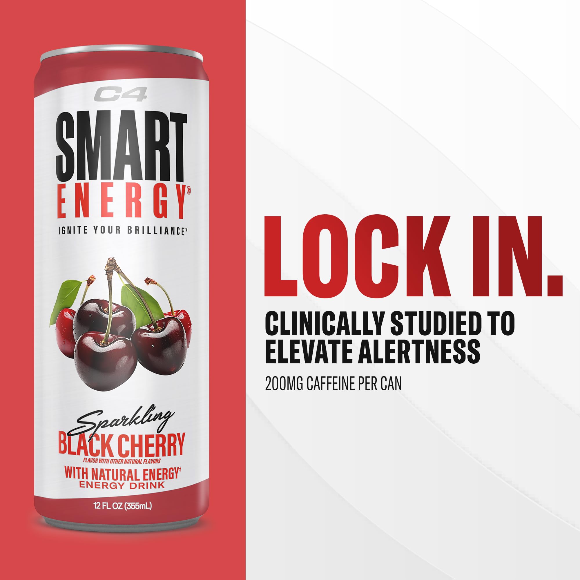C4 Black Cherry open can pouring into glass showing refreshing look and fizz