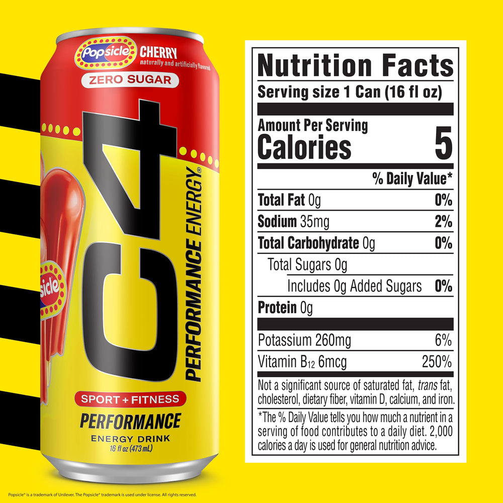 C4 can close-up label highlighting 200mg caffeine and NSF-Certified benefits