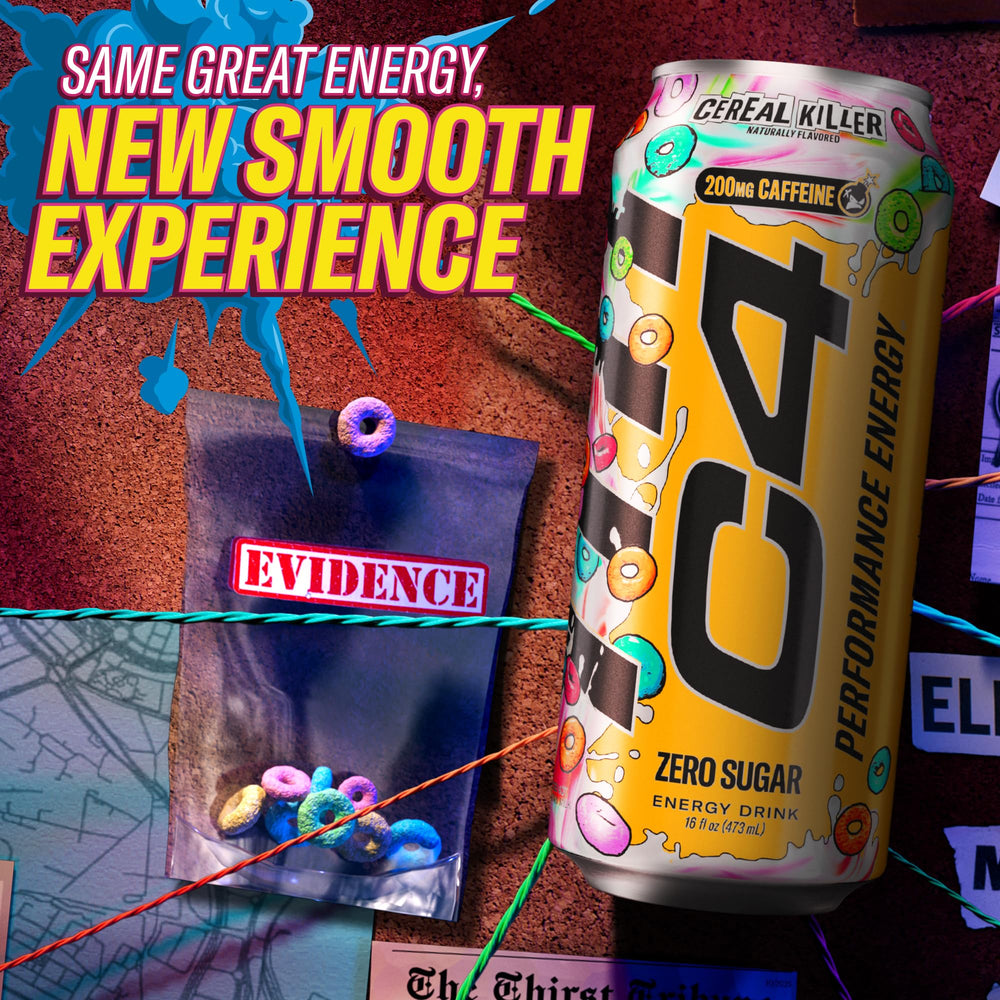 C4 can on gym bench to imply workout-ready energy and performance support