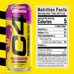C4 grape popsicle back label showing nutrition facts and ingredient clarity
