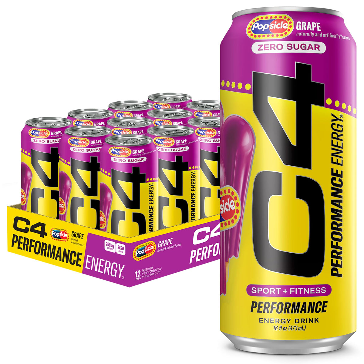 C4 grape popsicle front can showing bold branding and flavor benefit