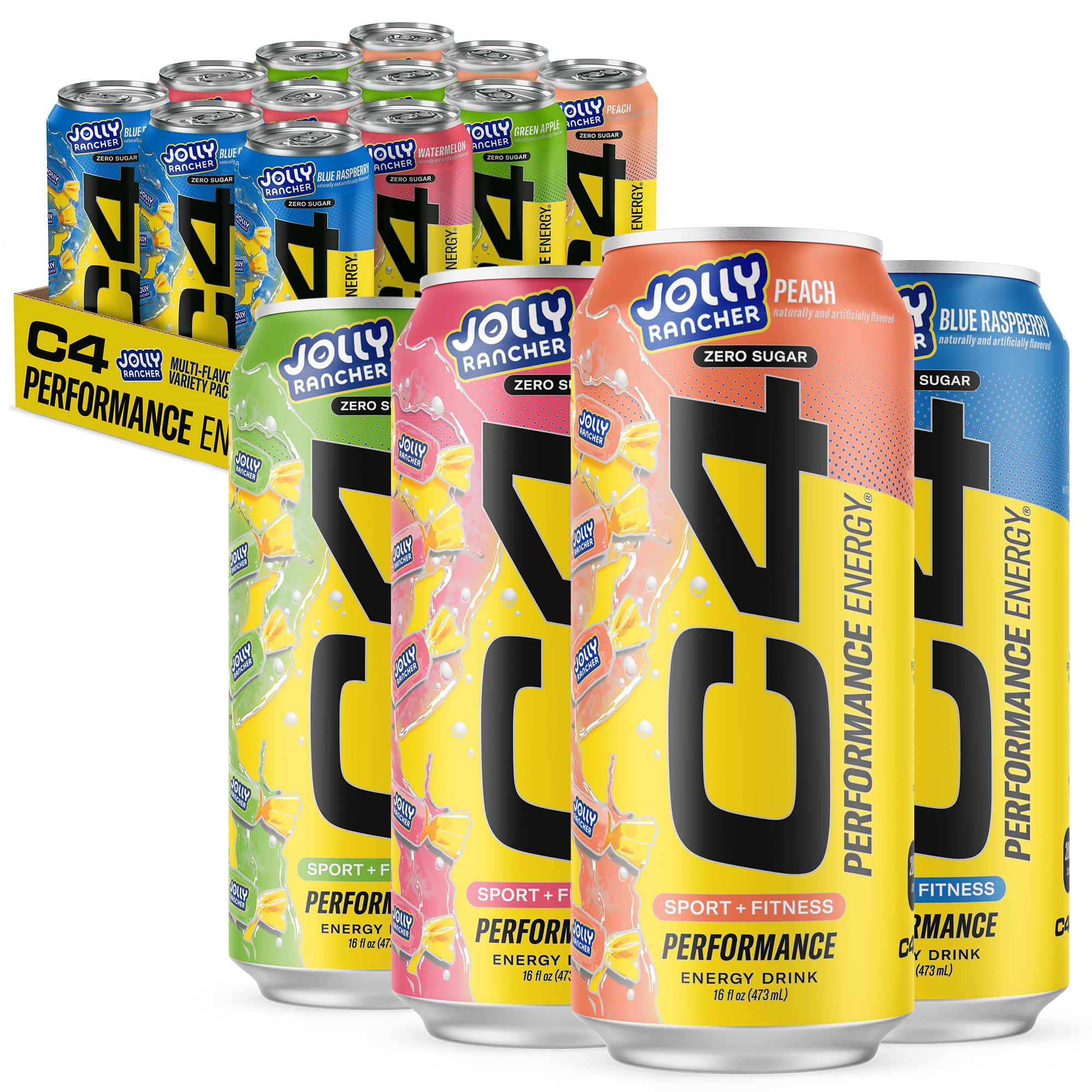 C4 can front packaging showing JOLLY RANCHER flavors and zero sugar benefit