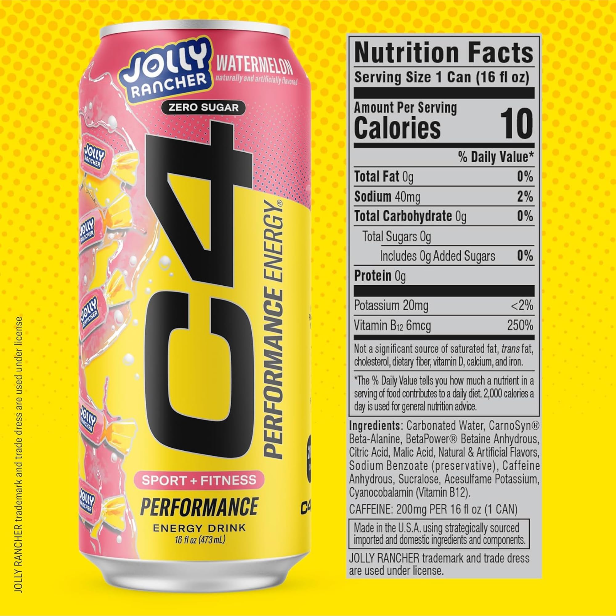 Close-up of C4 nutrition label showing ingredients and transparency benefit