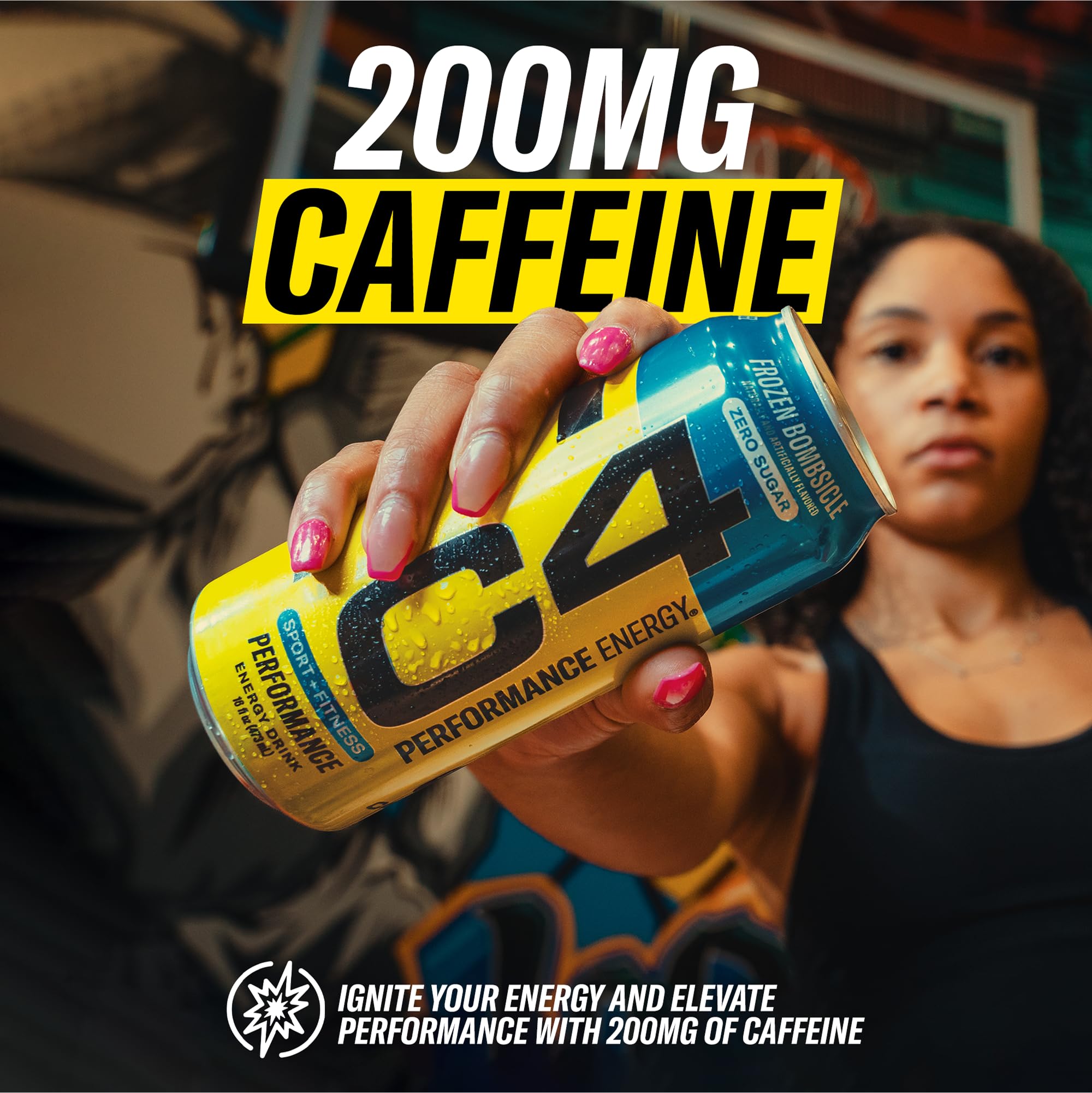 C4 orange slice held in hand to show can size and portable pre-workout convenience