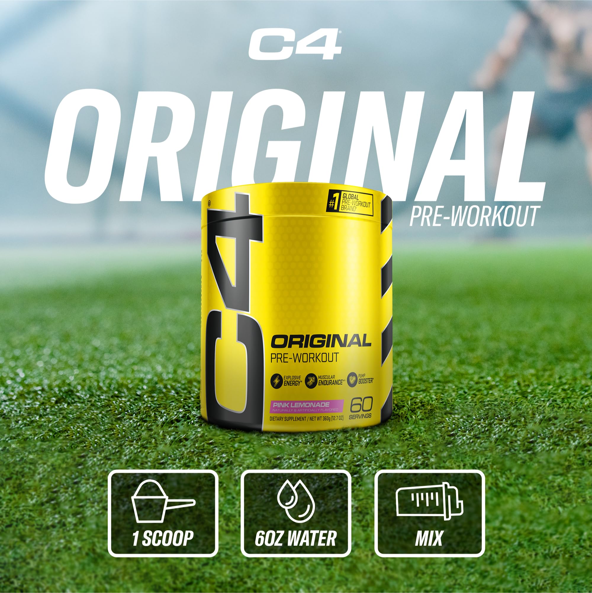 Athlete taking C4 original watermelon pre-workout in gym to boost training intensity