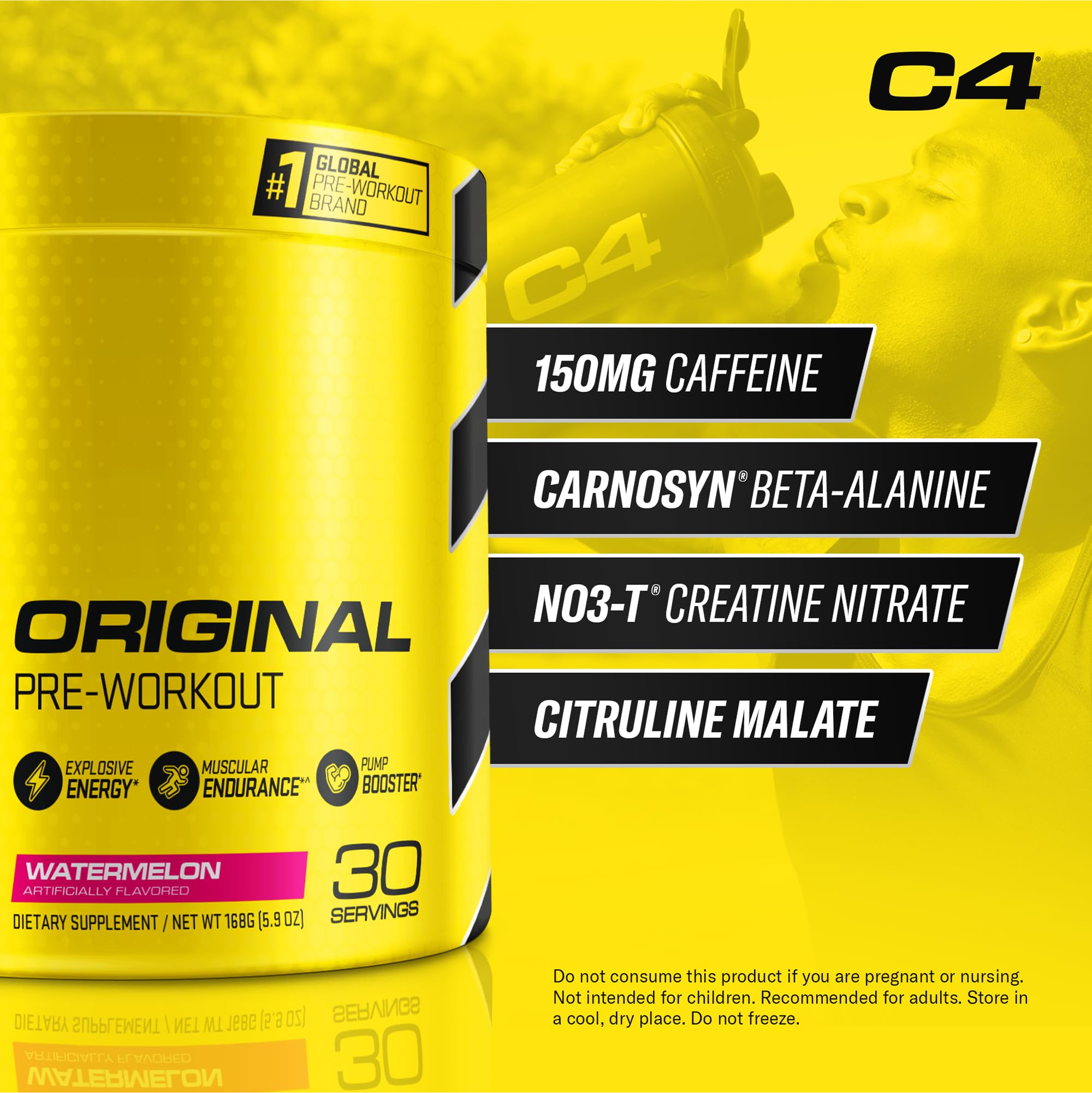C4 original watermelon open tub showing fine powder texture for quick mixing