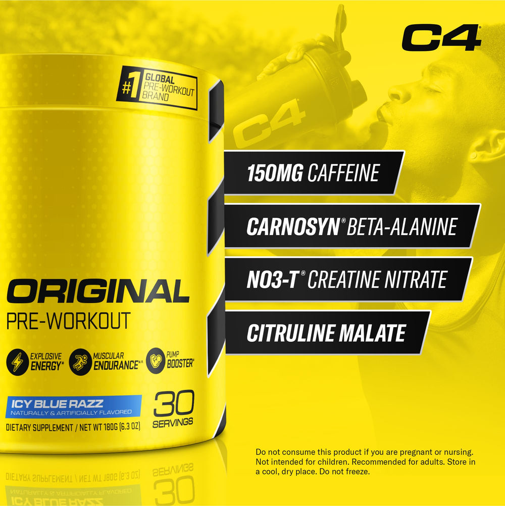 C4 powder texture close-up highlighting fine mixability and smooth scoopability