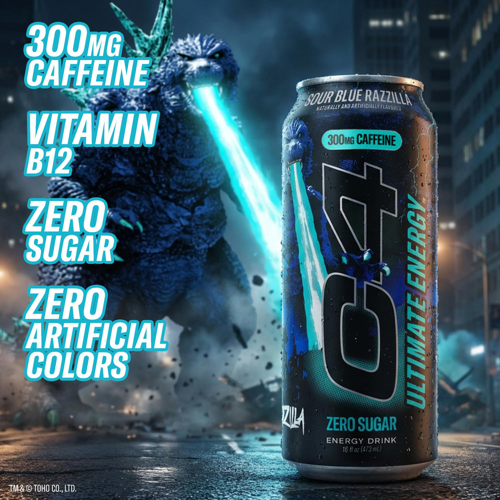 C4 pour into glass with foam, illustrating texture and quick refreshment benefit