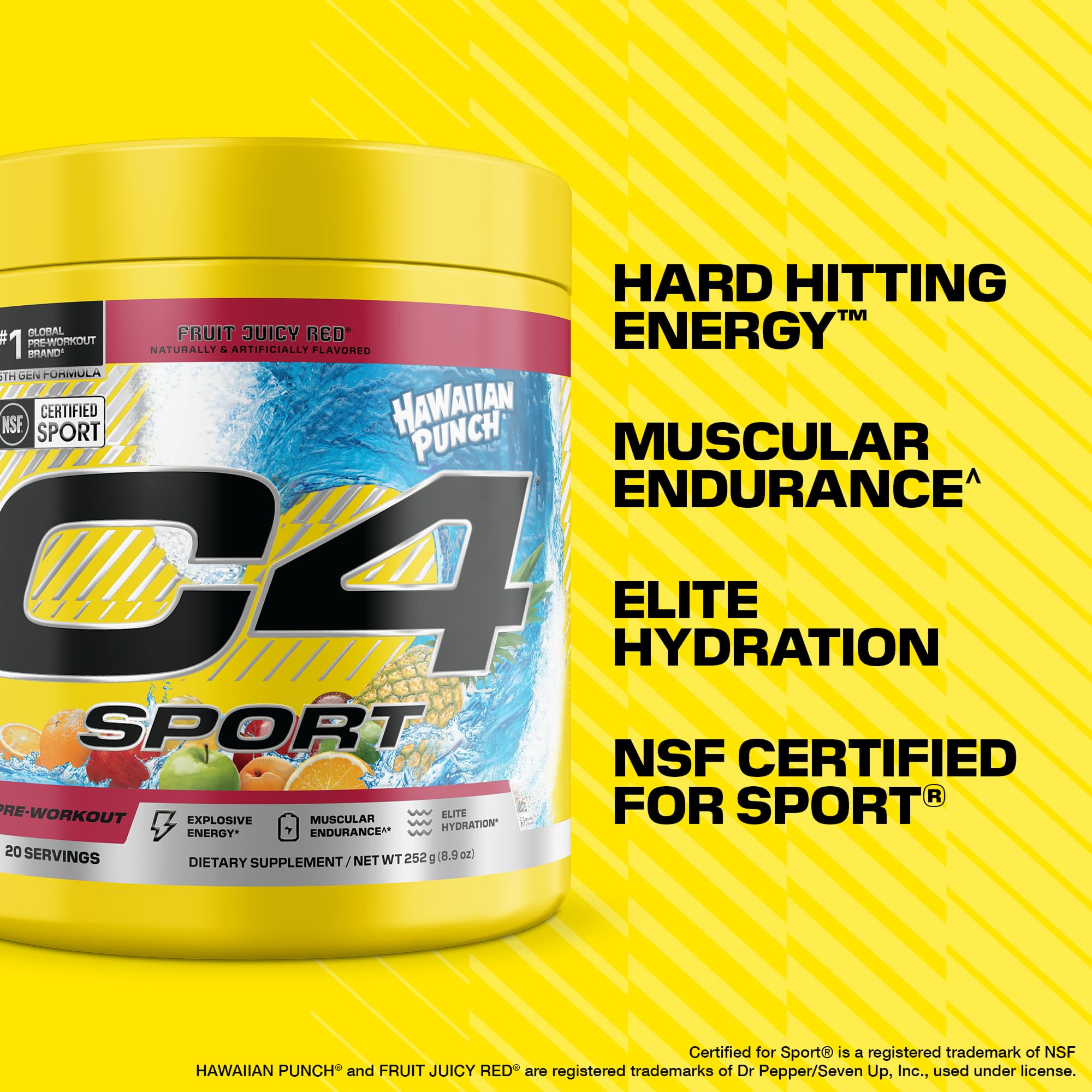 glass of mixed C4 Sport Hawaiian Punch illustrating vibrant color and refreshing hydration benefit