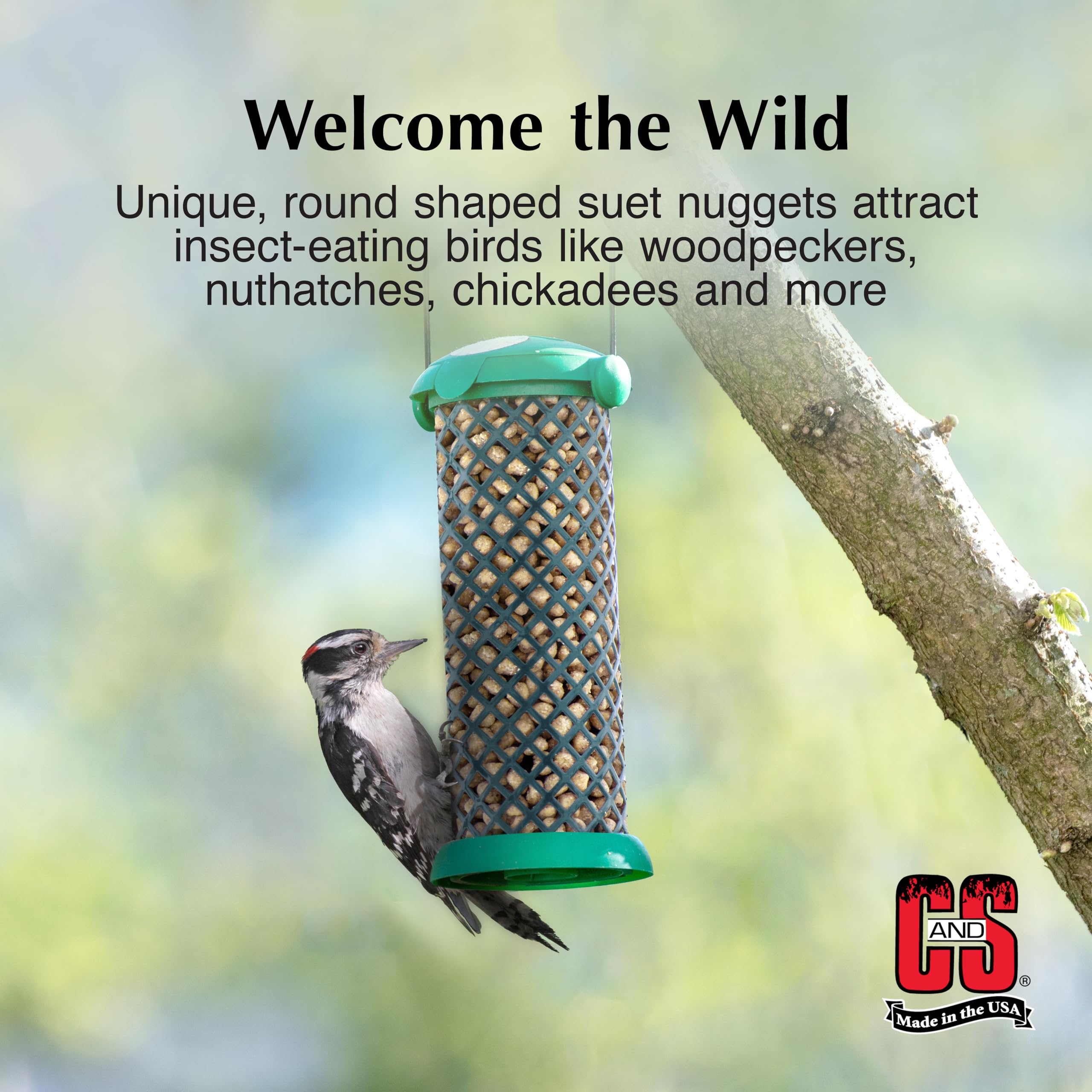 C&S nuggets placed in a wire feeder demonstrating tidy, low-mess feeding