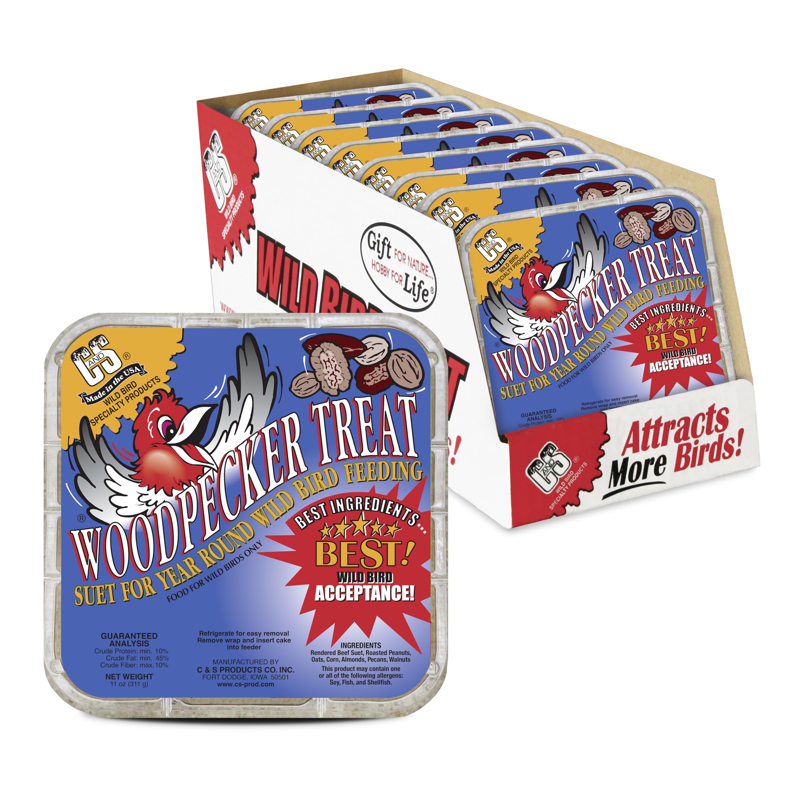 C&S front packaging showing suet cakes and product branding for attracting birds