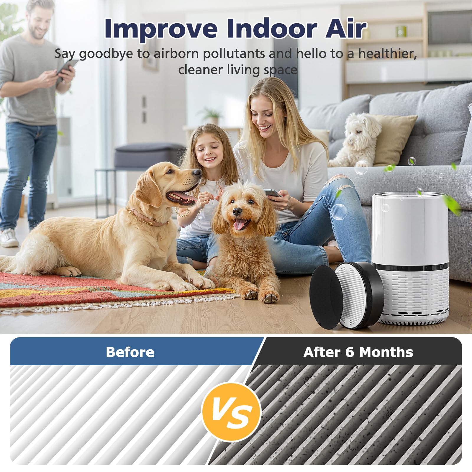 Cabiclean filter installed in a LEVOIT LV-H-132 unit restoring airflow