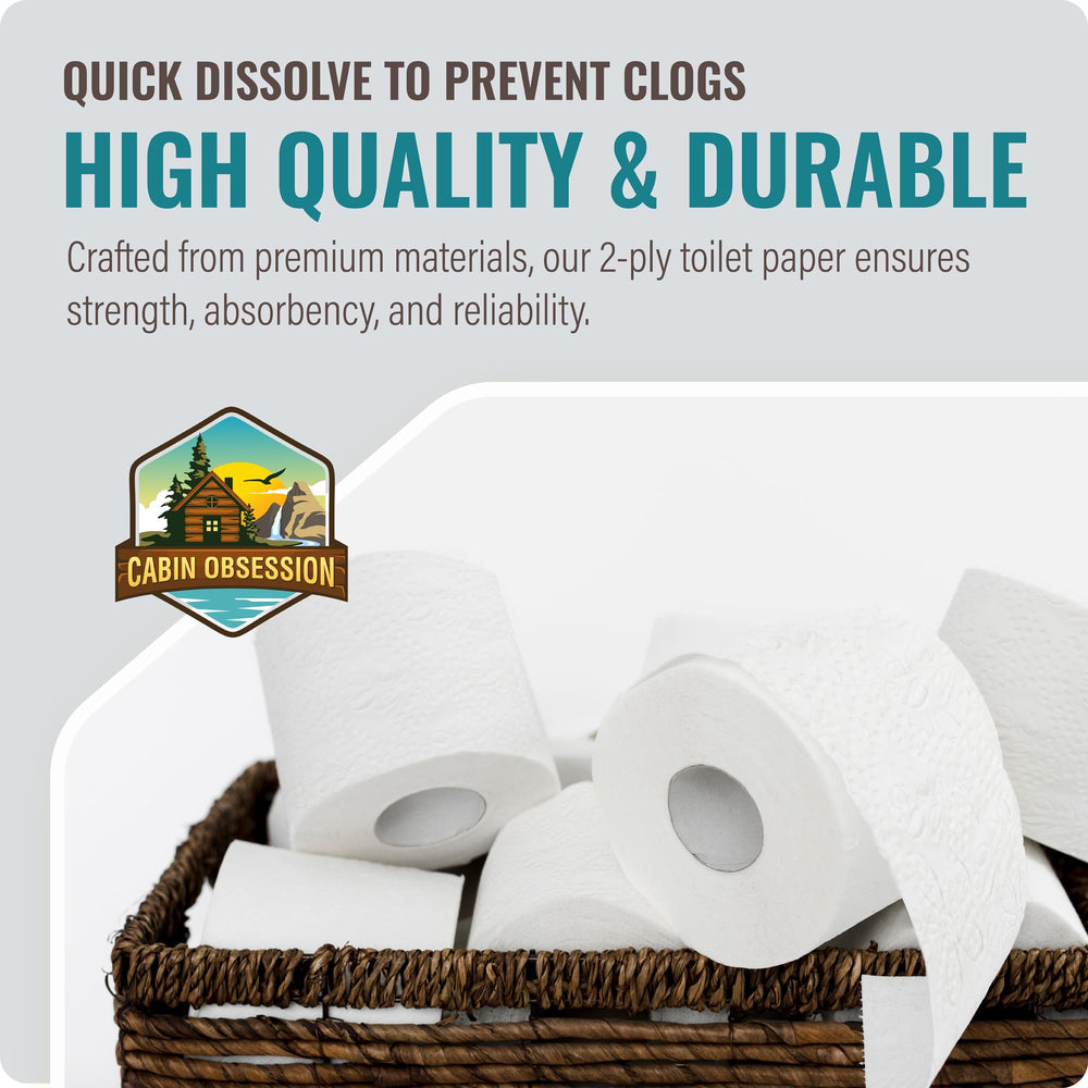 Cabin Obsession individually wrapped rolls stacked for hygienic packing benefit