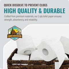 Cabin Obsession individually wrapped rolls stacked for hygienic packing benefit