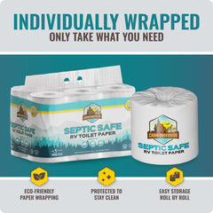 Cabin Obsession roll placed in RV bathroom demonstrating compact convenience