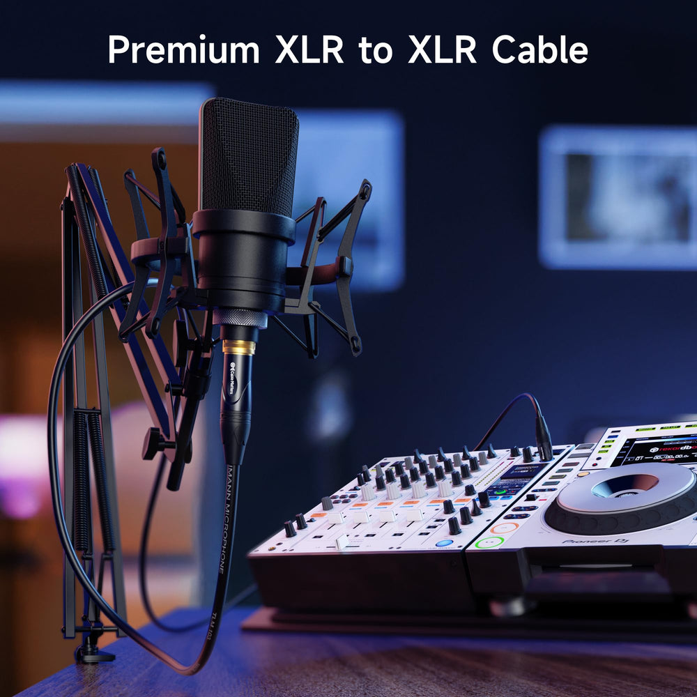 Cable Matters close-up of XLR connector and molded strain relief for longevity