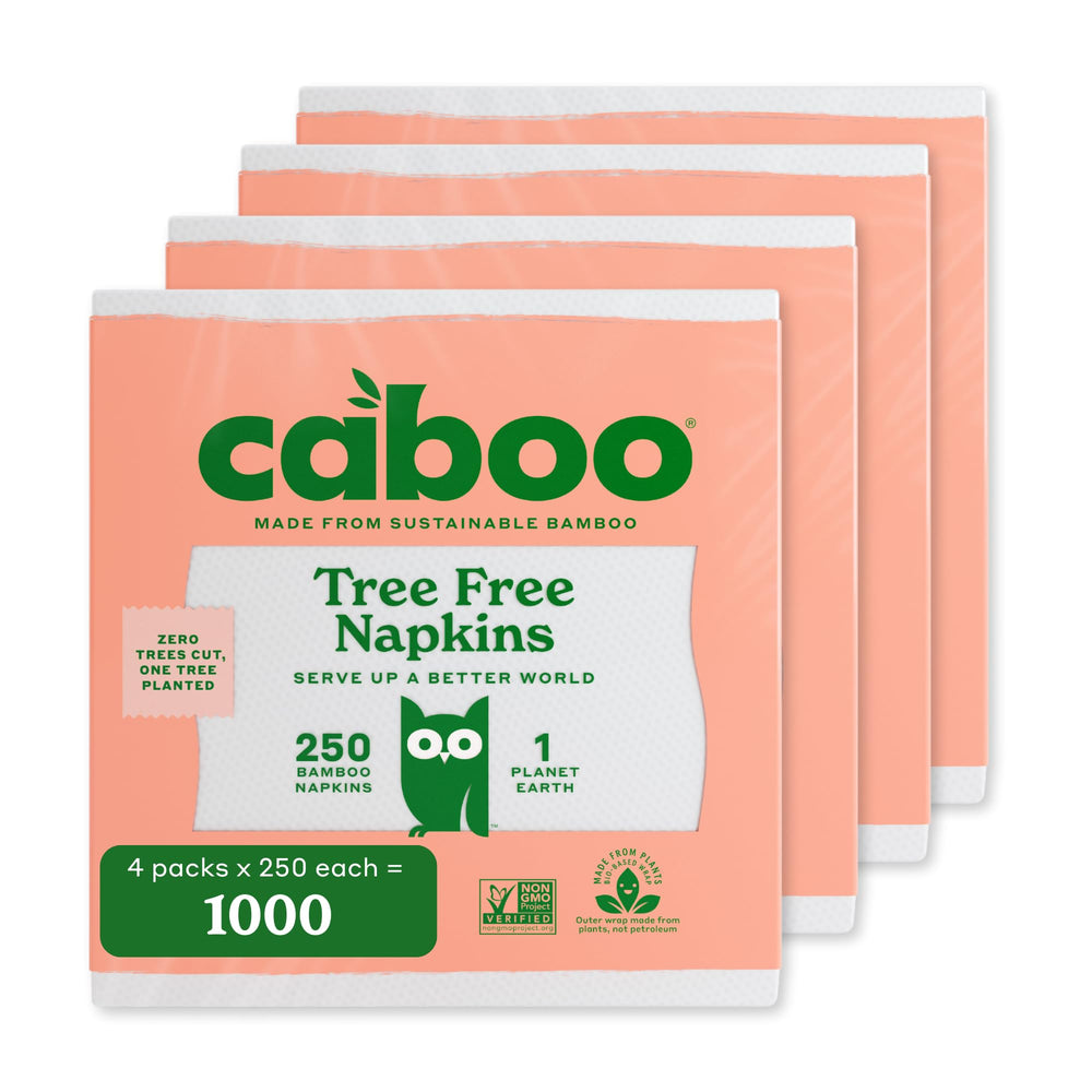 Caboo front packaging showing bulk 4-pack and branding, convenient storage benefit