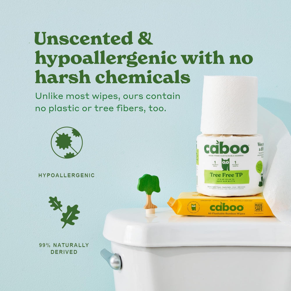 Caboo resealable travel pouch illustrating compact size for trips and storage