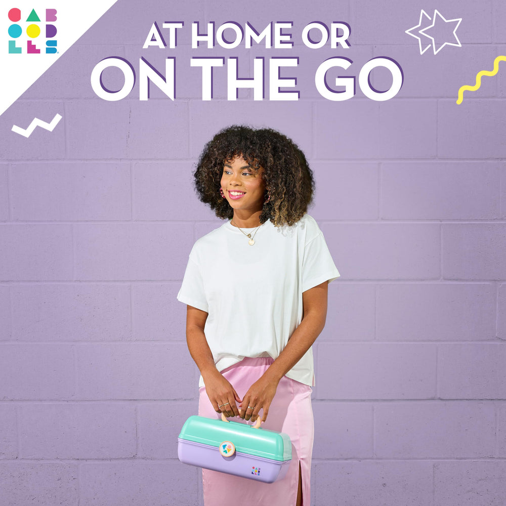Caboodles built-in mirror inside lid enabling fast touch-ups on the go