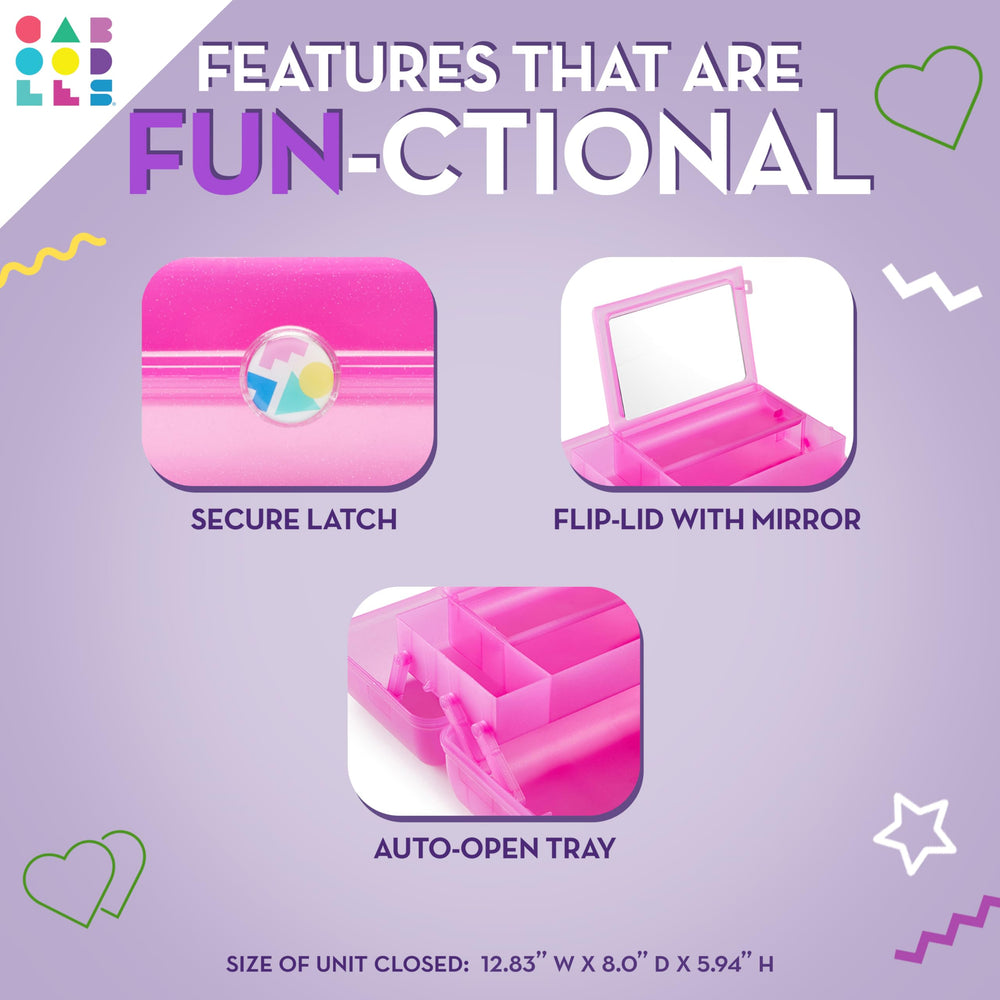 Caboodles secure latch close-up protecting contents during travel