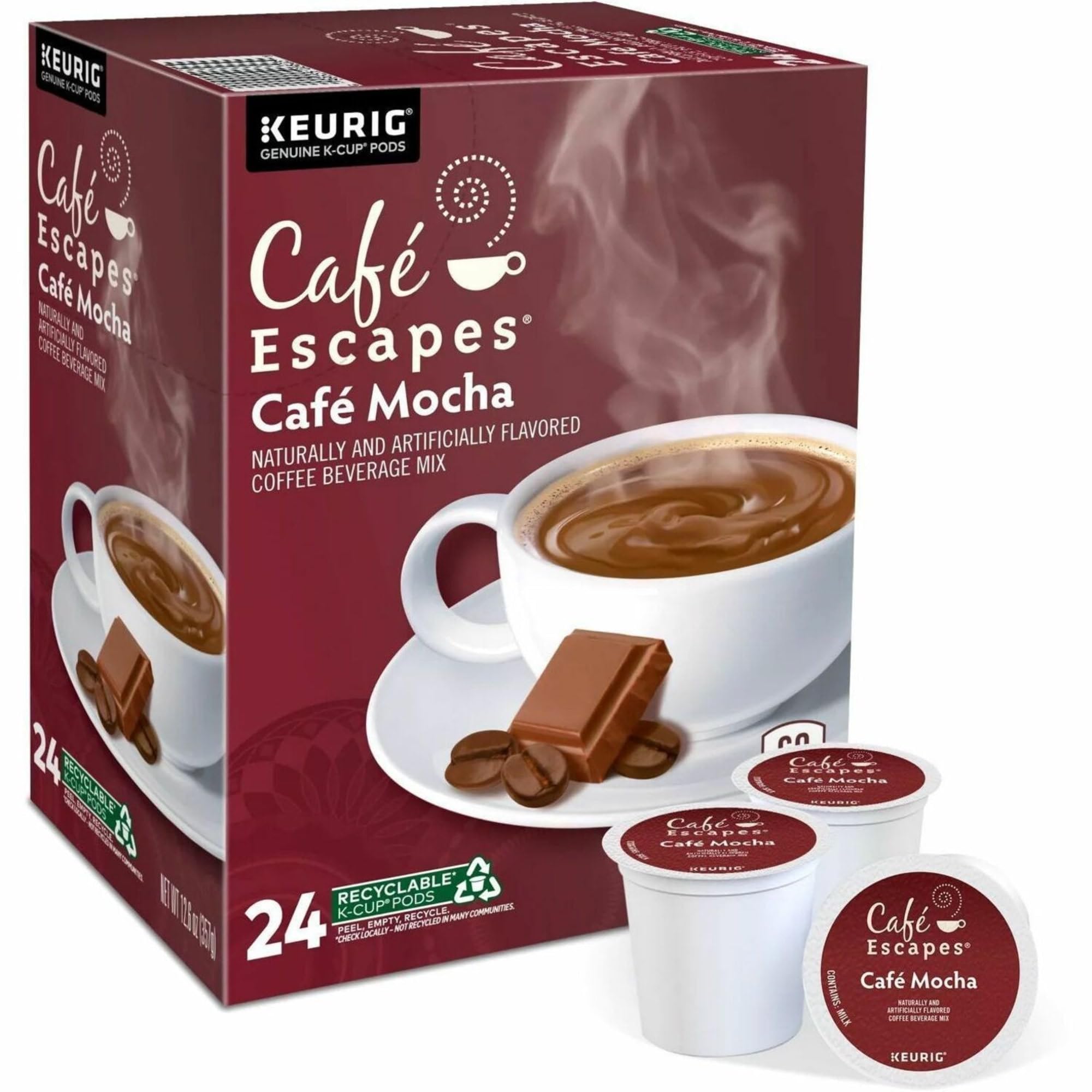 Café Escapes K-Cup inserted in Keurig demonstrating fast brewing benefit