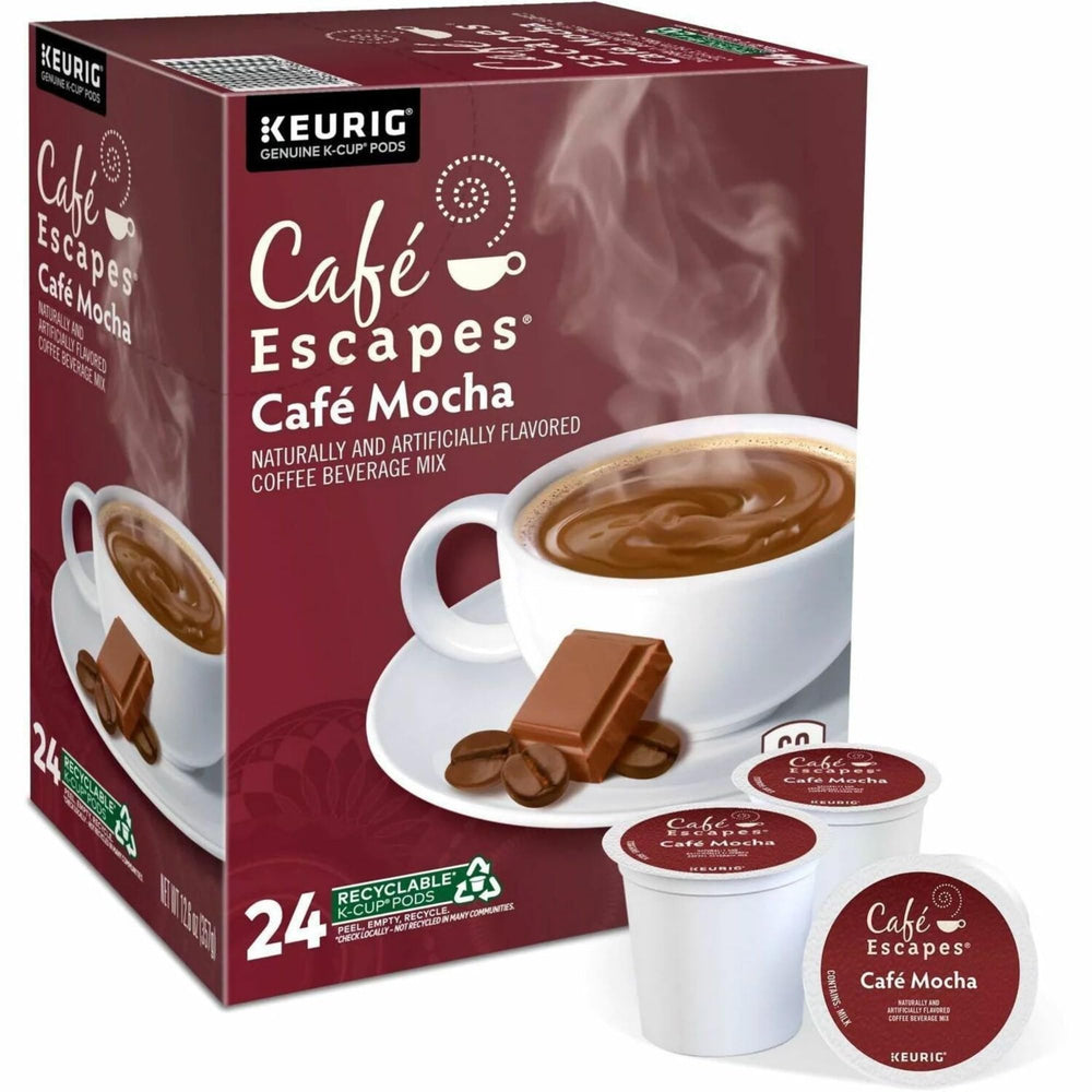 Café Escapes K-Cup inserted in Keurig demonstrating fast brewing benefit