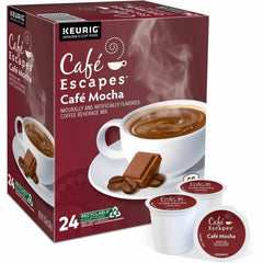 Café Escapes K-Cup inserted in Keurig demonstrating fast brewing benefit