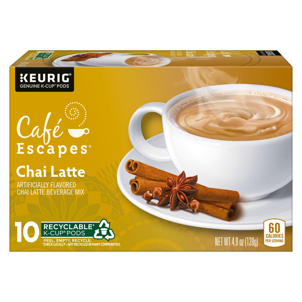 Café Escapes pods inside a Keurig brewer demonstrating fast brewing