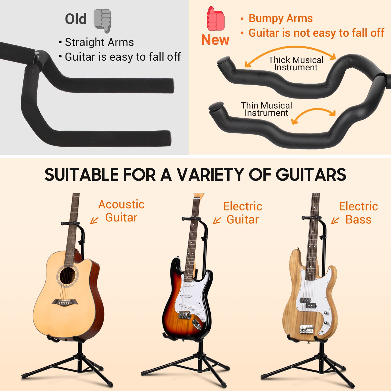 CAHAYA guitar stand holding an acoustic guitar on stage for secure display benefit