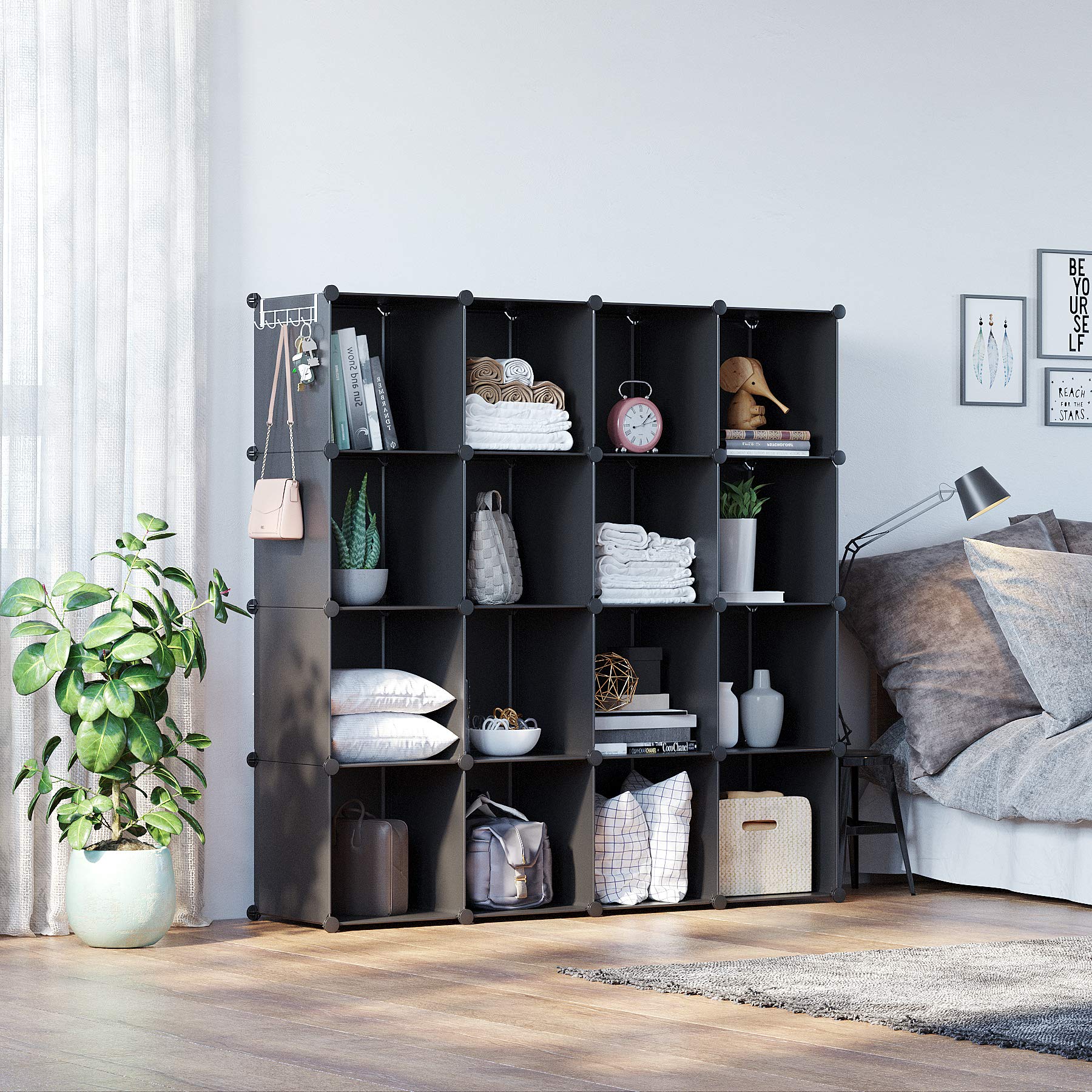 C&AHOME cube interior with fabric bin demonstrating neat concealed storage benefit