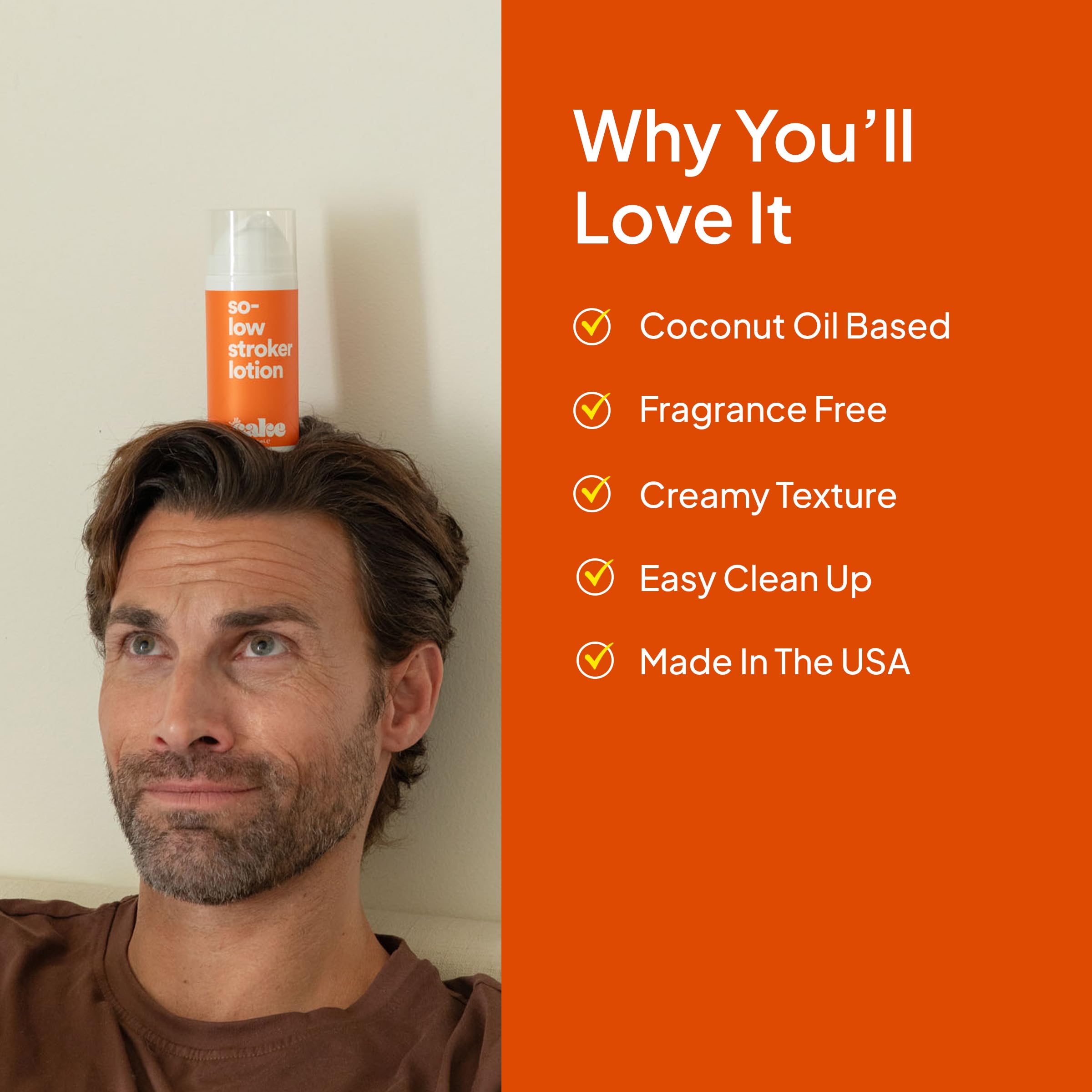 cake lotion next to stroker demonstrating compatibility and enhanced sensation