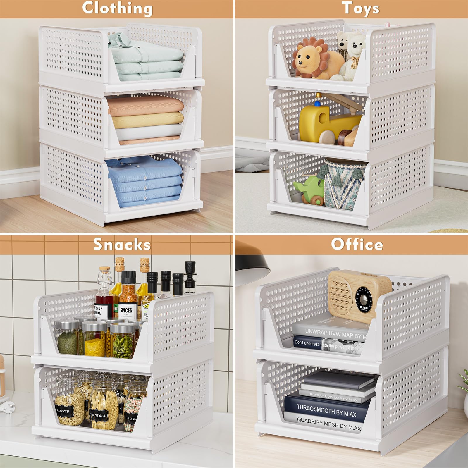 caktraie baskets in a closet organizing clothes and shoes efficiently