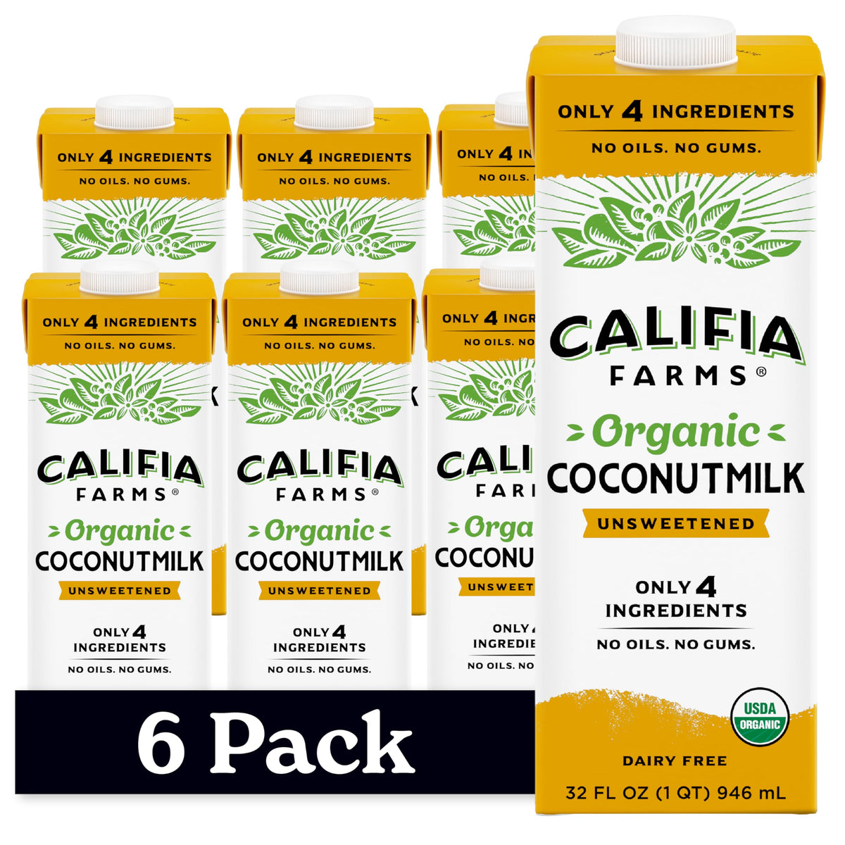 Califia Farms carton front view showing organic label and clean ingredients benefit