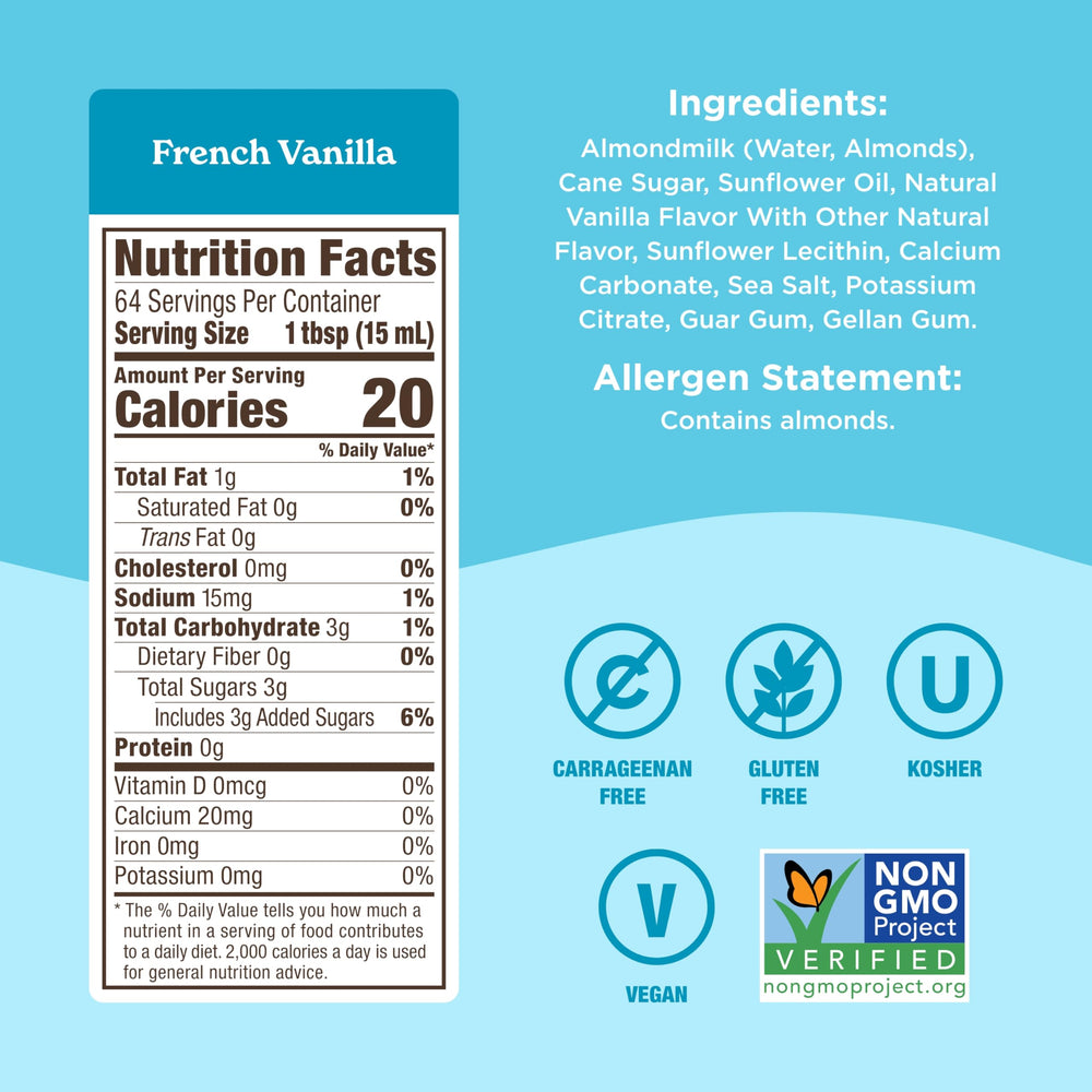 Califia Farms label closeup highlighting ingredients and dietary benefits