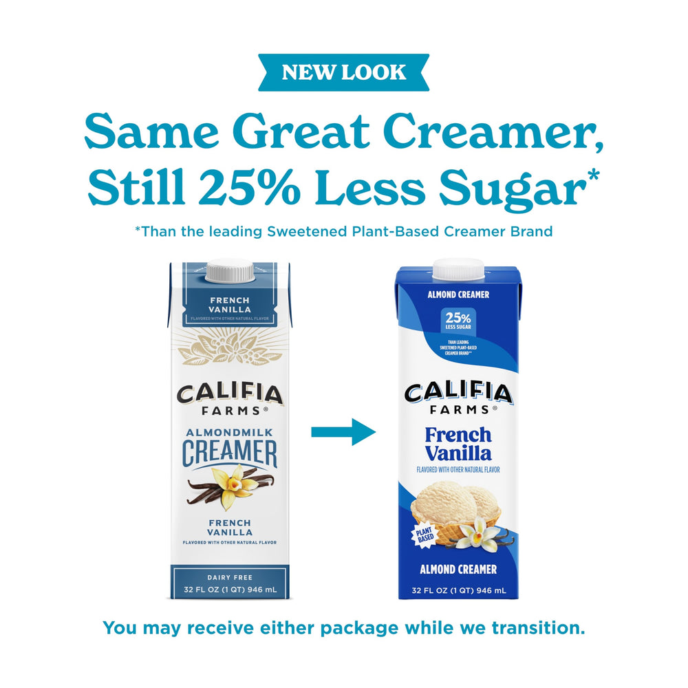Califia Farms pouring creamer into coffee showing smooth blend benefit