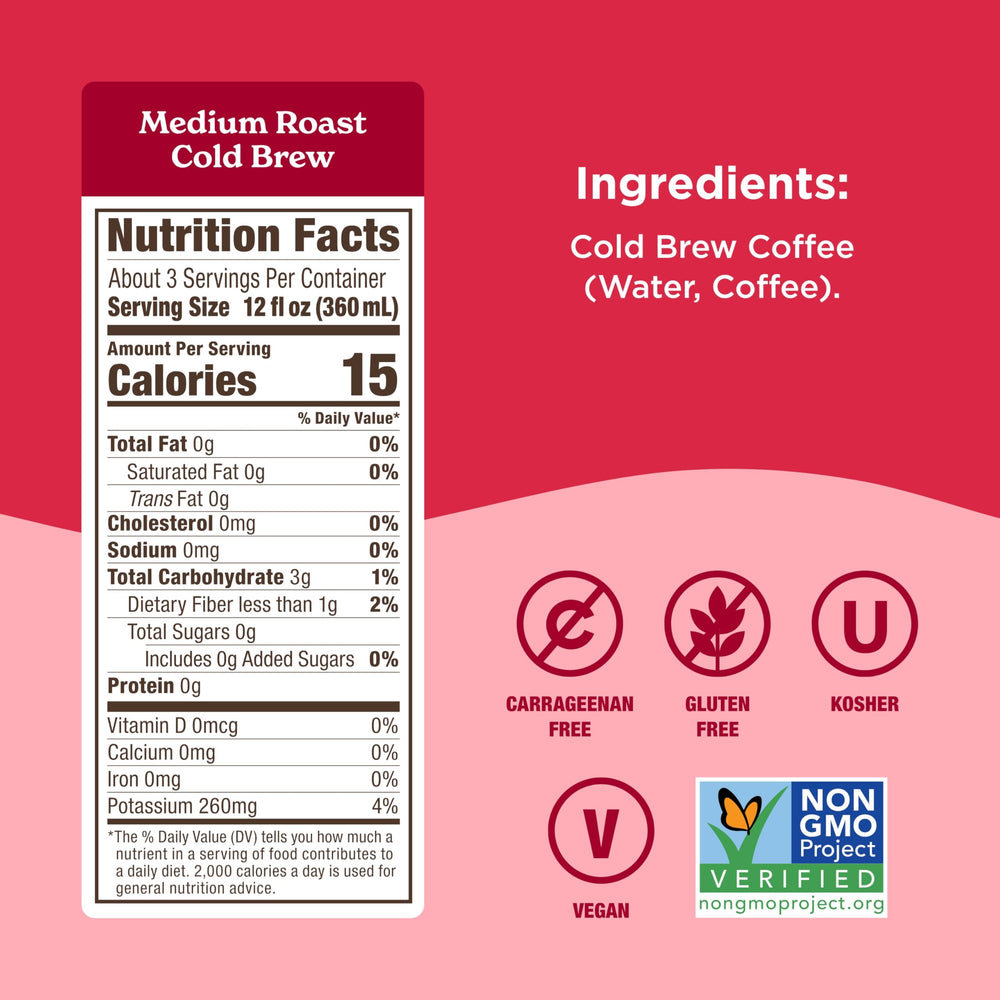 Califia Farms bottle label close-up showing 100% Arabica benefit