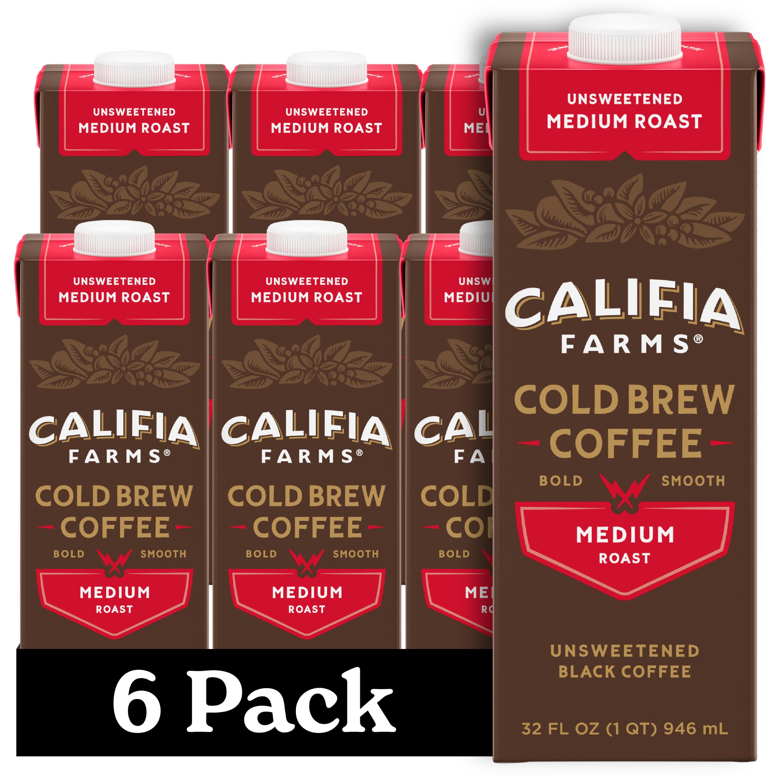 Califia Farms front packaging showing unsweetened cold brew benefit