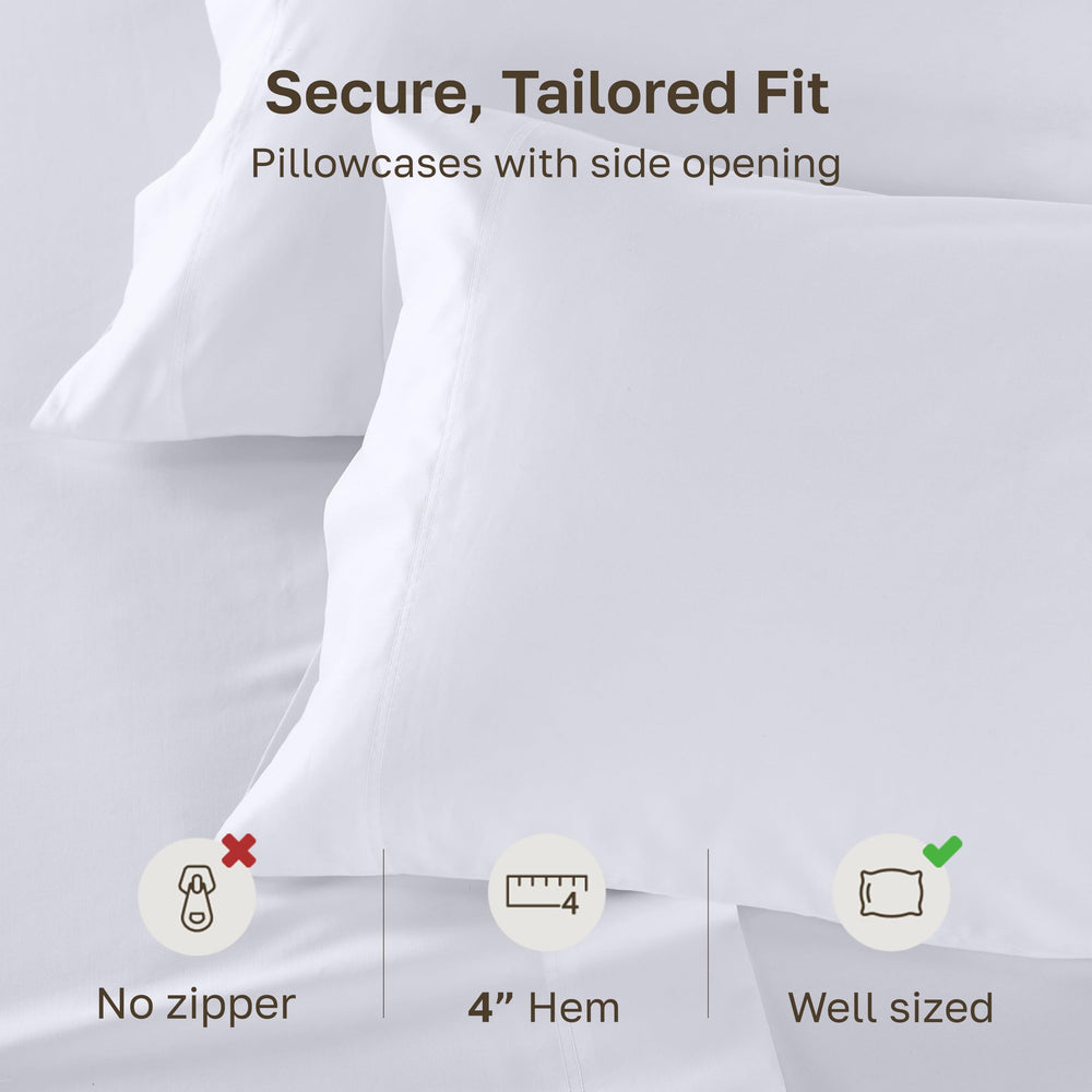 California Design Den pillowcases styled on bed showing polished appearance and coordinated look