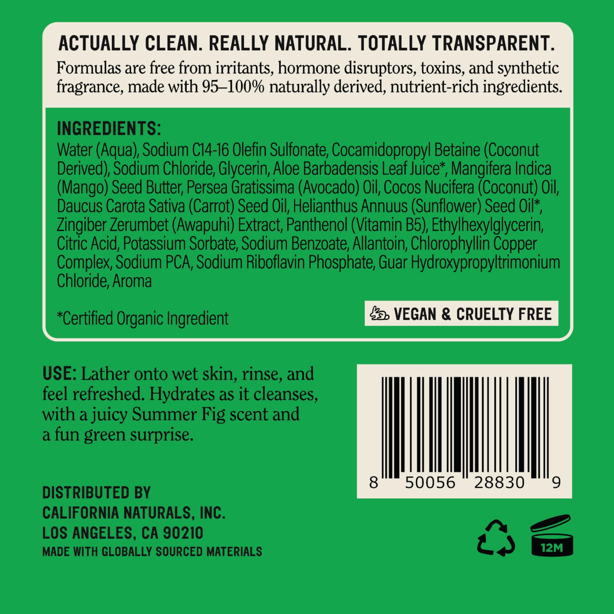 California Naturals bottle beside towel illustrating 20 oz size and home convenience