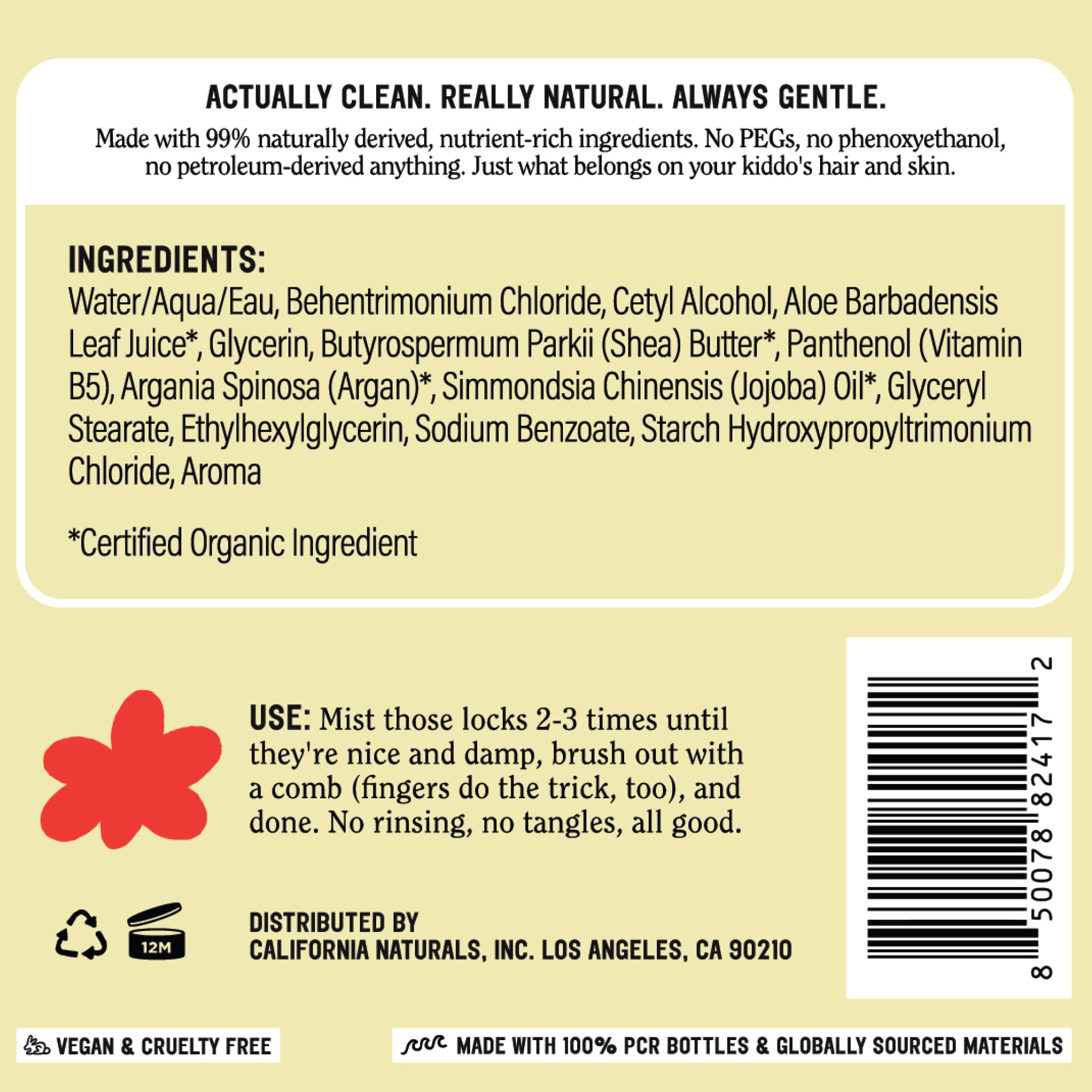California Naturals bottle emphasizing PCR recycled plastic and eco-conscious benefit