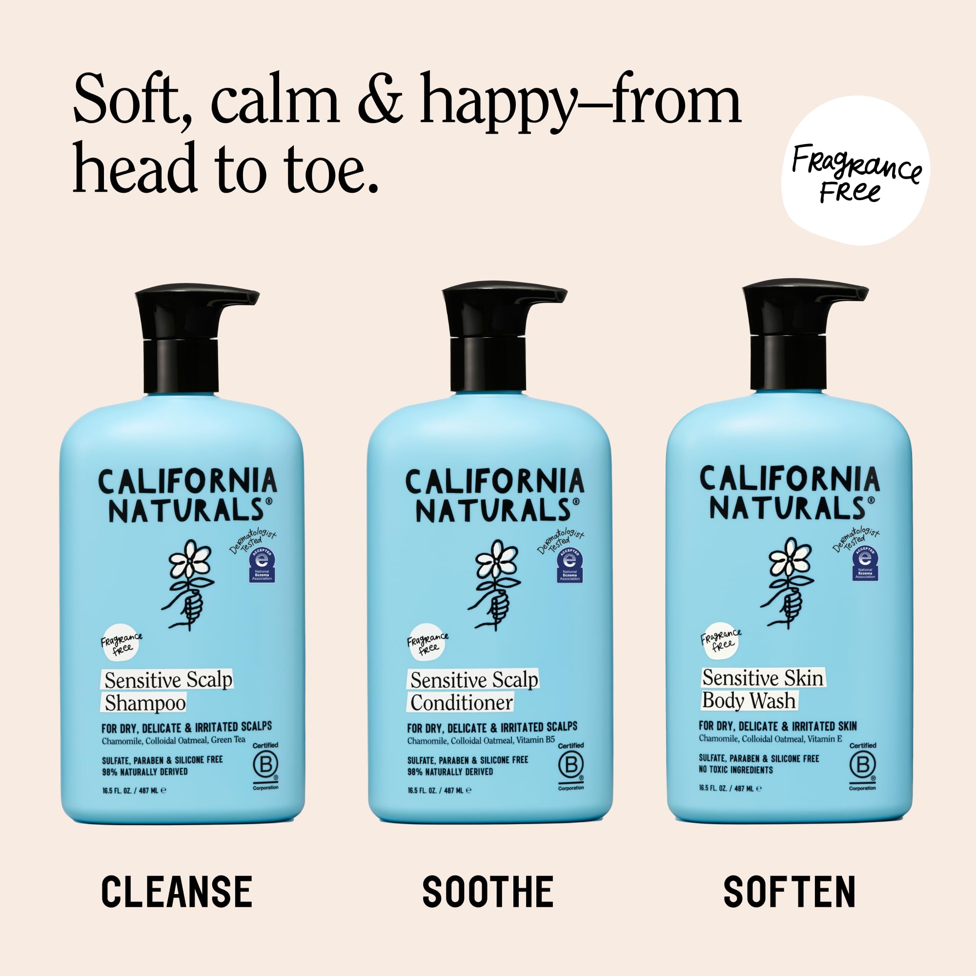 California Naturals bottle next to a ruler showing 16.5 oz size and scale benefit