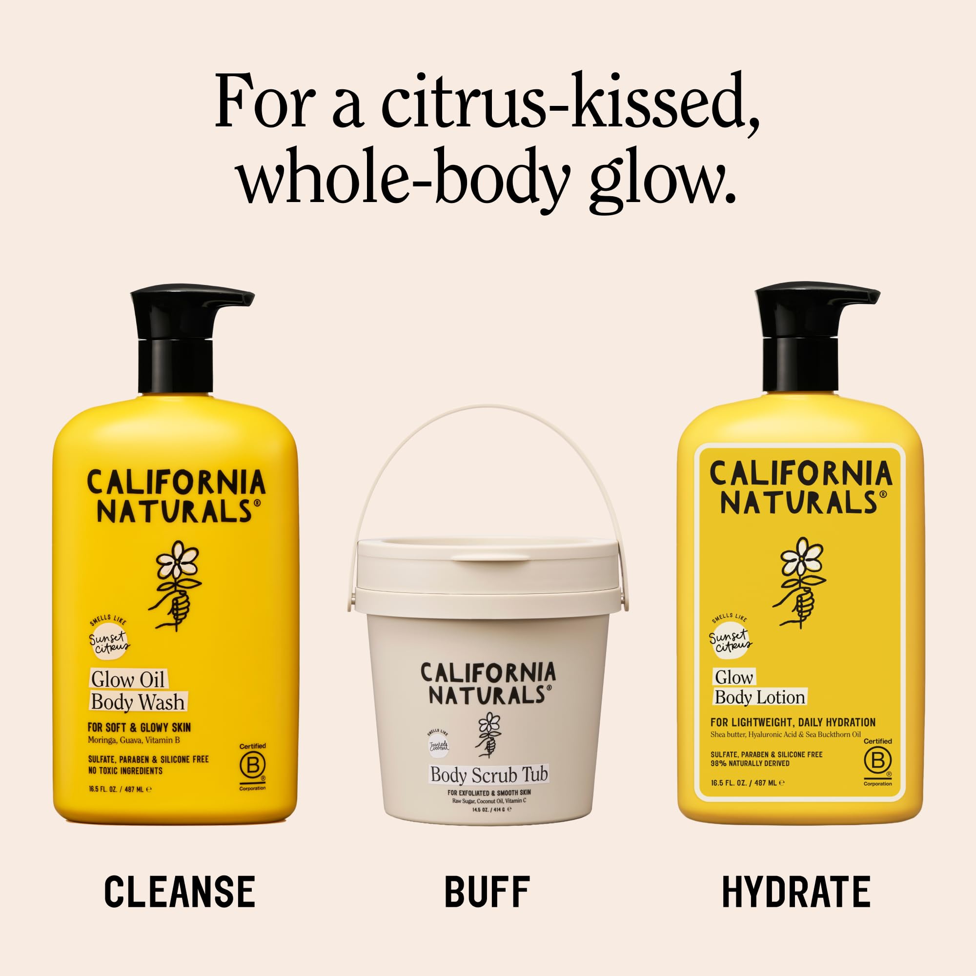 California Naturals 20 oz bottle next to hand for size clarity