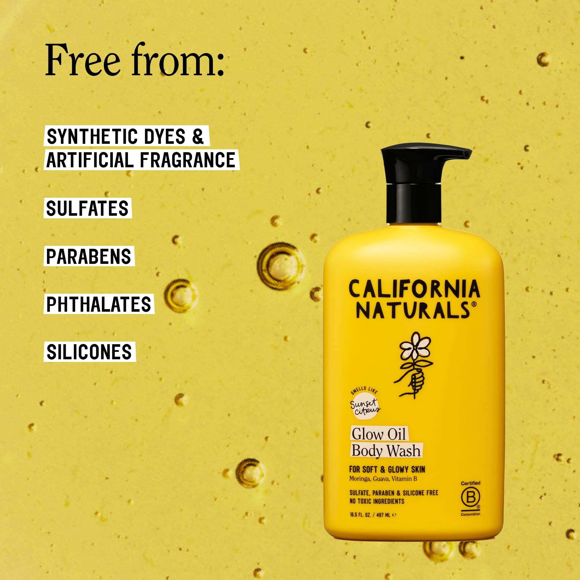California Naturals golden oil-gel texture demonstrating lightweight hydration
