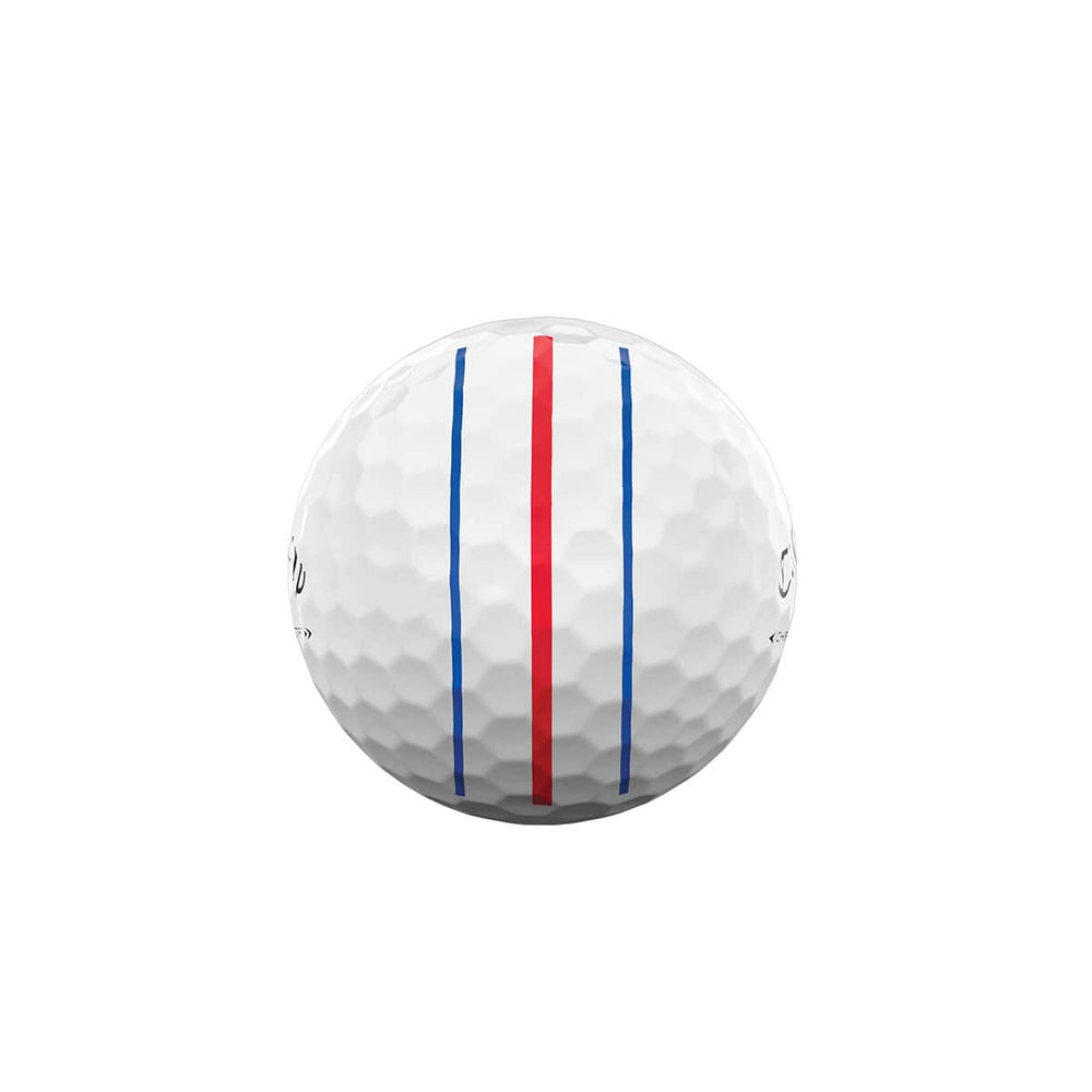 Callaway Chrome Soft ball on tee demonstrating distance and control benefit