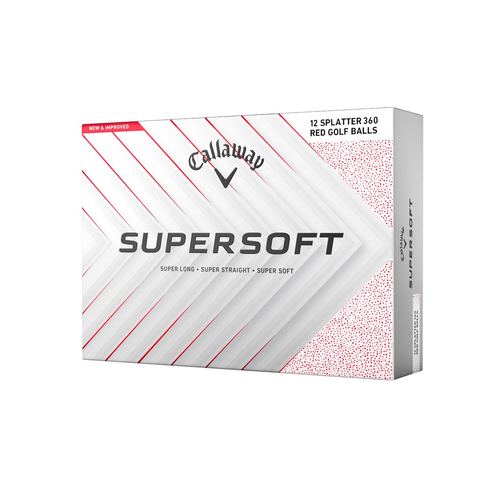 Callaway front packaging showing red splatter and 12-ball pack for easy selection