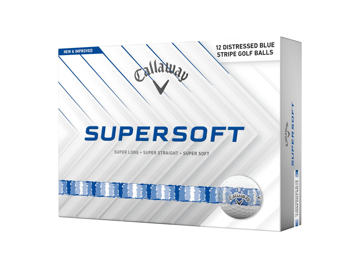 Callaway Supersoft 25 front view showing pack and blue stripe for quick identification and ease