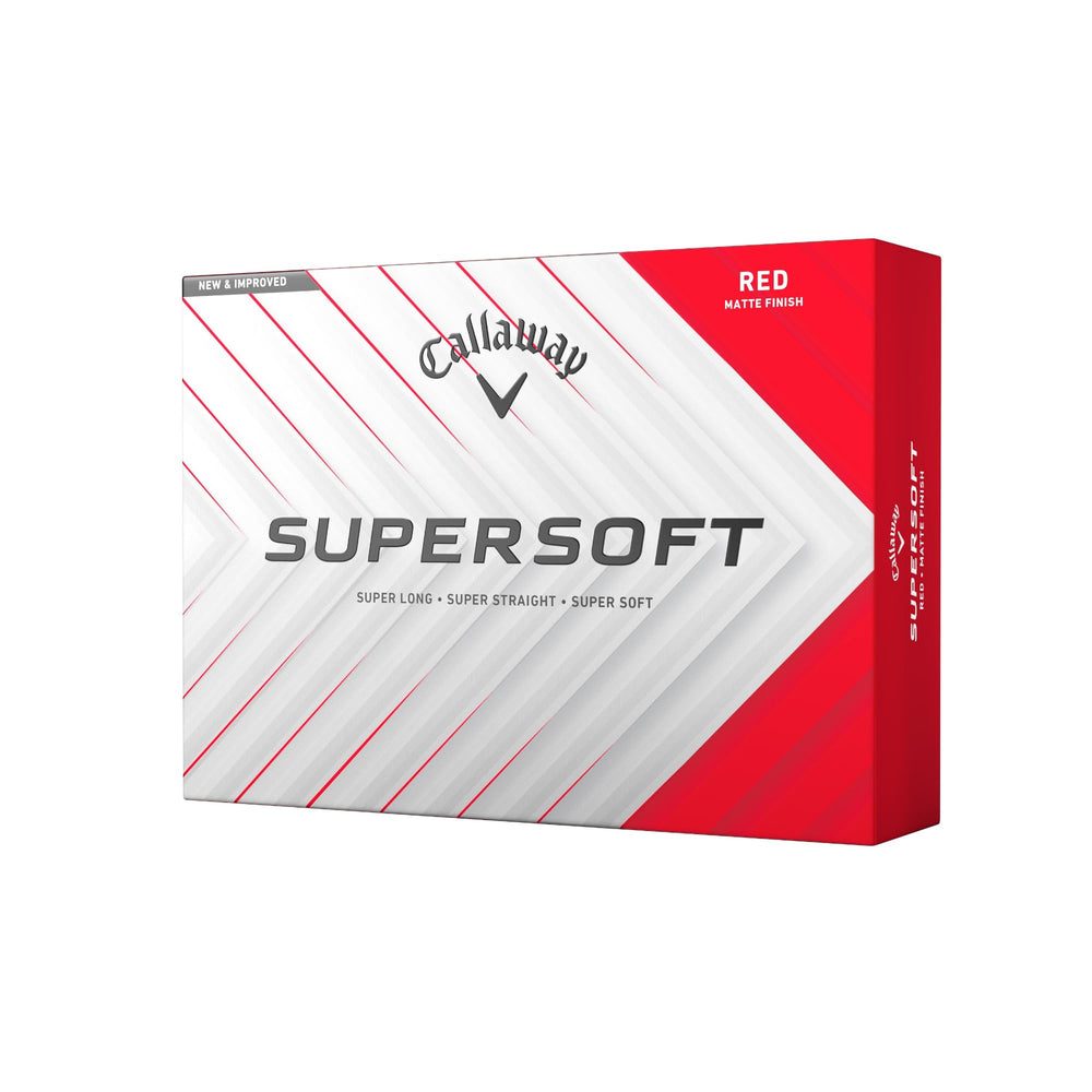 Callaway Supersoft red front packaging showing 12-ball pack and color visibility for easy tracking
